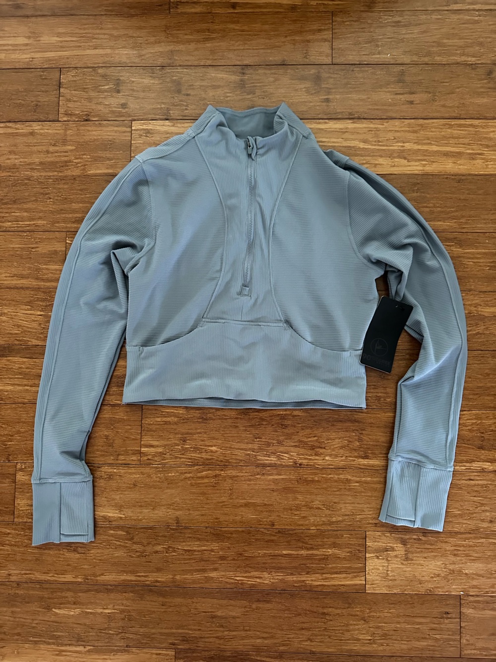 NWT 90 Degree Half-Zip Ribbed Pullover Jacket in Ocean Haze Dusty Blue Large